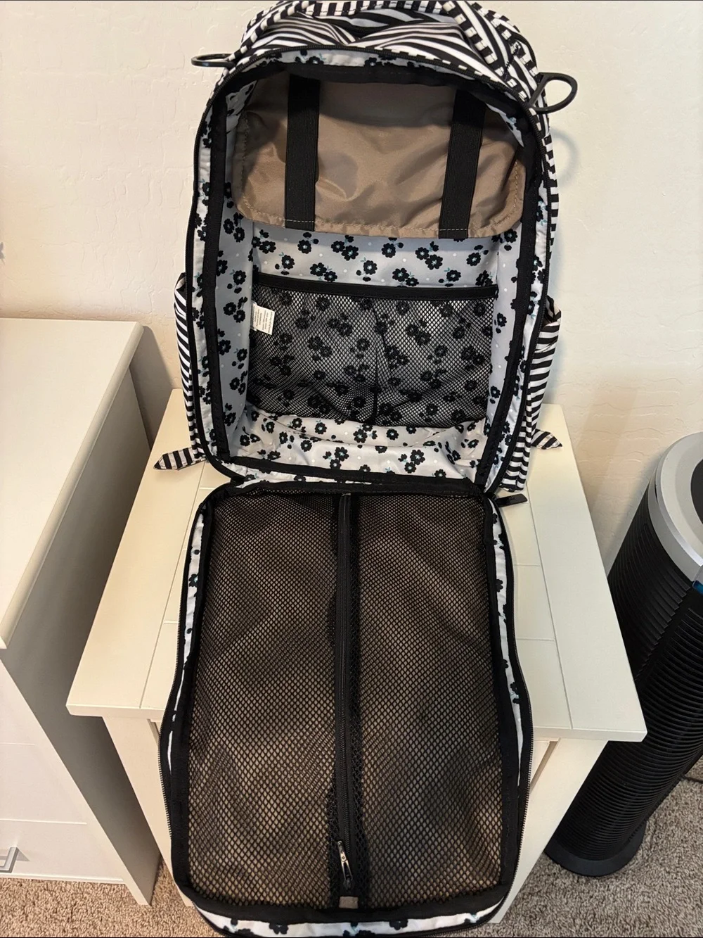 Ju-Ju-Be Black & White Striped Diaper Backpack